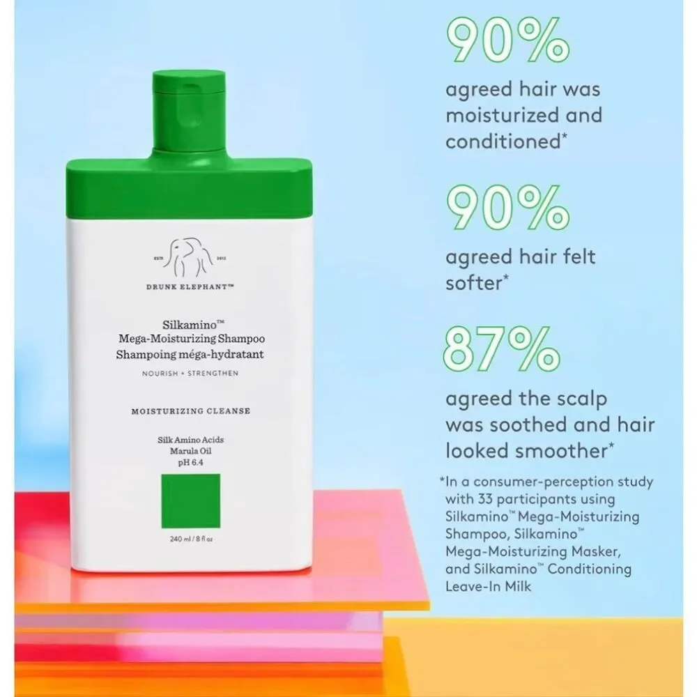 DRUNK ELEPHANT  - NWT - Silkamino Mega-Moisturizing Shampoo, 240 ml / 8 fl oz.